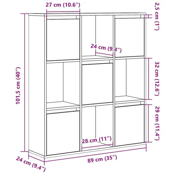 Bücherregal Artisan-Eiche 89x24x101,5 cm Holzwerkstoff