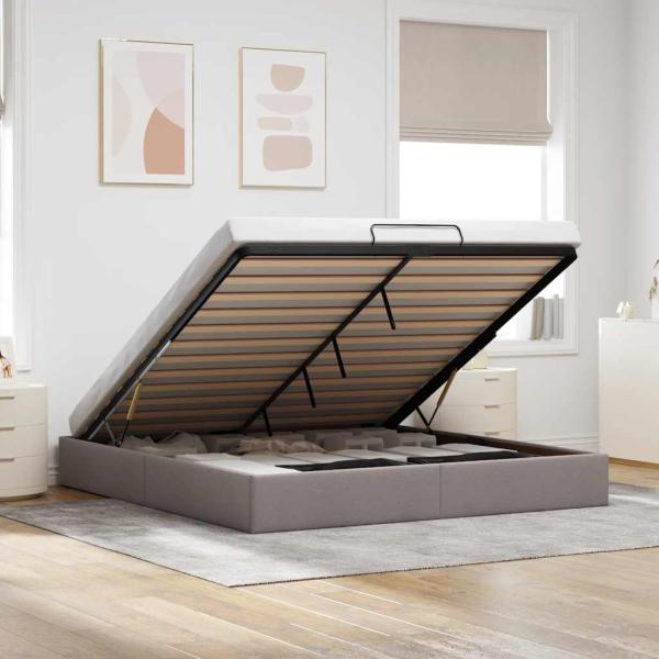 ARDEBO.de - Ottoman-Bett ohne Matratze Taupe 180x200 cm Stoff