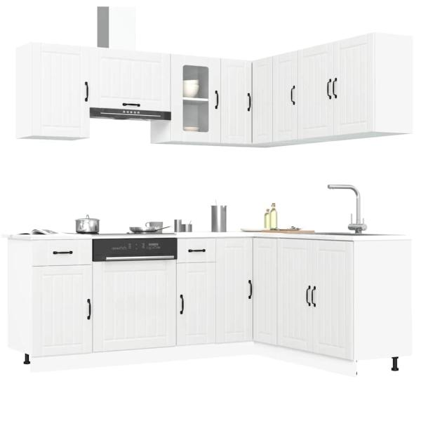 ARDEBO.de - 11-tlg. Küchenschrank-Set Lucca Weiß Holzwerkstoff