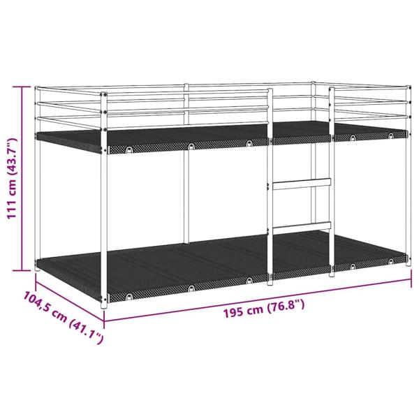Etagenbett ohne Matratze Schwarz 100x190 cm Stahl