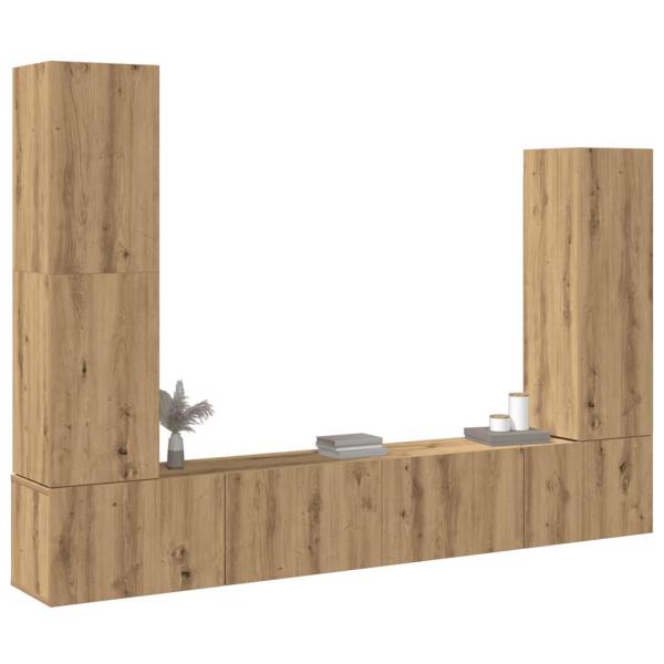 ARDEBO.de - 4-tlg. TV-Schrank-Set Wandmontage Artisan-Eiche Holzwerkstoff