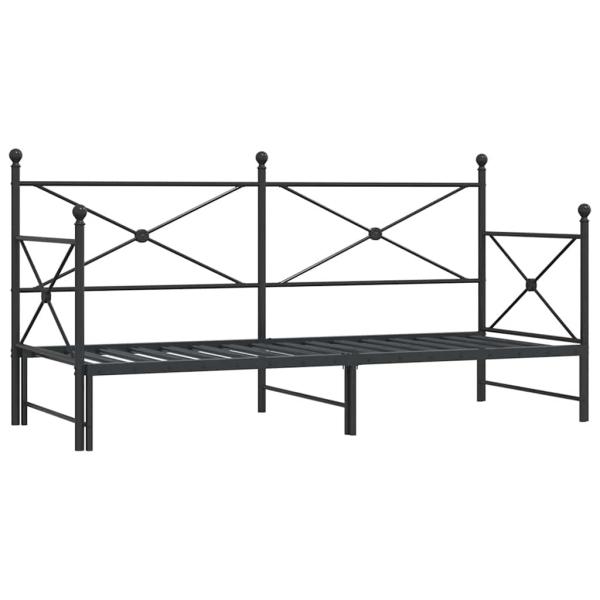 ARDEBO.de - Tagesbett Ausziehbar ohne Matratze Schwarz 75x190 cm Stahl