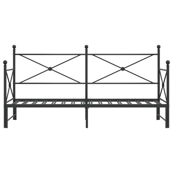 Tagesbett Ausziehbar ohne Matratze Schwarz 75x190 cm Stahl