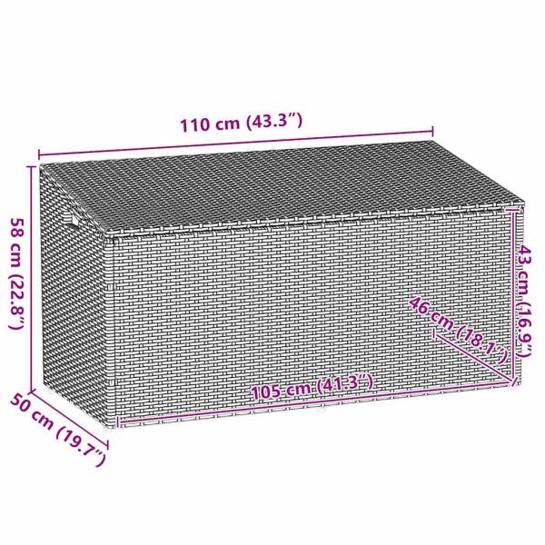 Garten-Auflagenbox Grau 110x50x58 cm Poly Rattan
