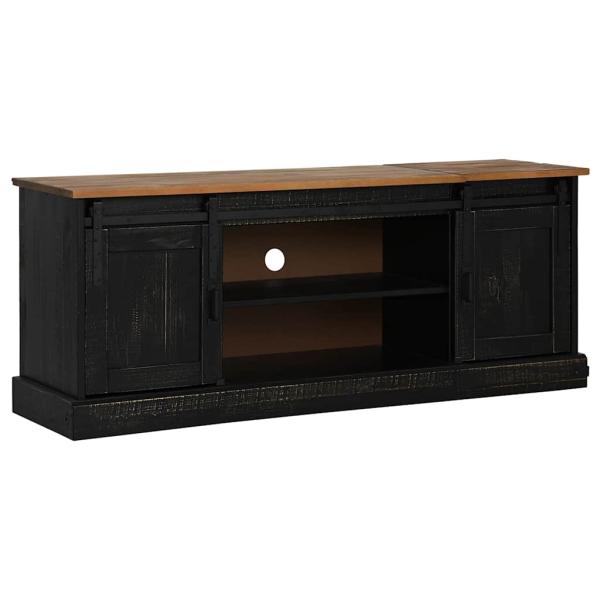 TV-Schrank HALDEN 2 Schiebetüren Schwarz 150x40x60cm Massivholz