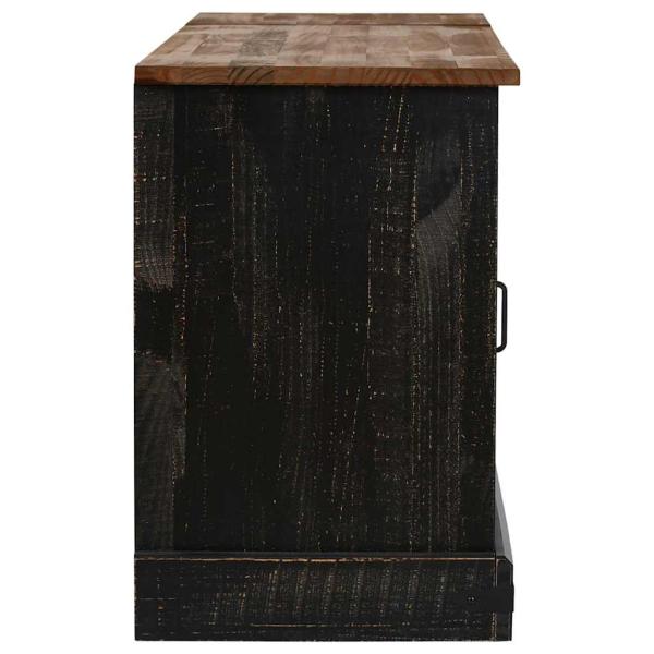 TV-Schrank HALDEN 2 Schiebetüren Schwarz 150x40x60cm Massivholz