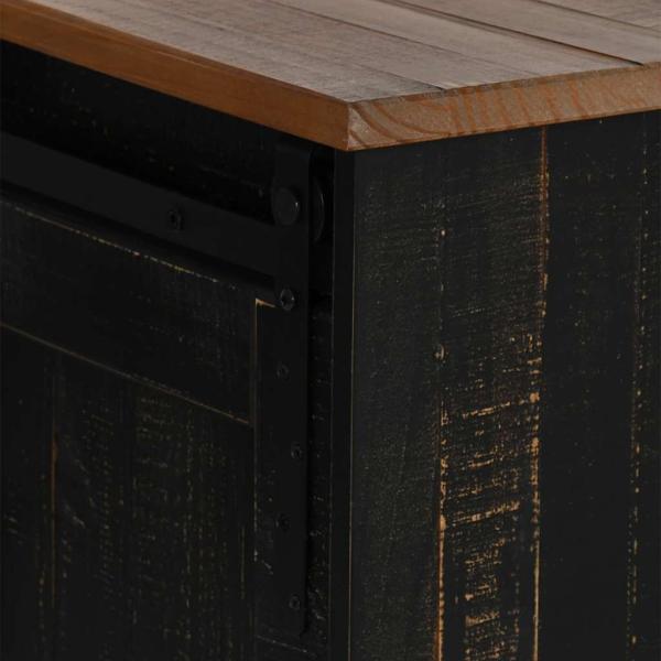 TV-Schrank HALDEN 2 Schiebetüren Schwarz 150x40x60cm Massivholz