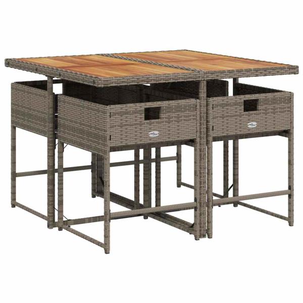 ARDEBO.de - 5-tlg. Garten-Essgruppe mit Kissen Grau Poly Rattan