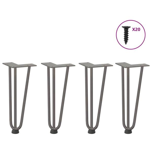ARDEBO.de - Haarnadelbeine 4 Stk. Naturstahl 30 cm Massivstahl