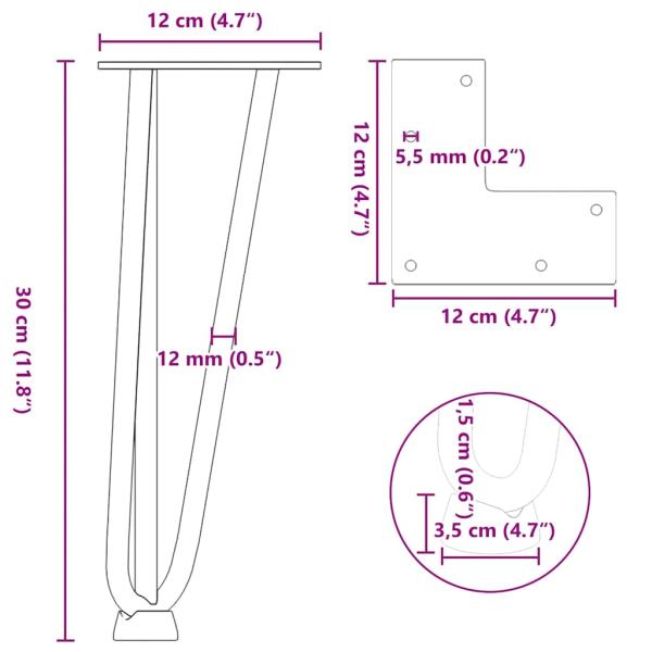 Haarnadelbeine 4 Stk. Naturstahl 30 cm Massivstahl