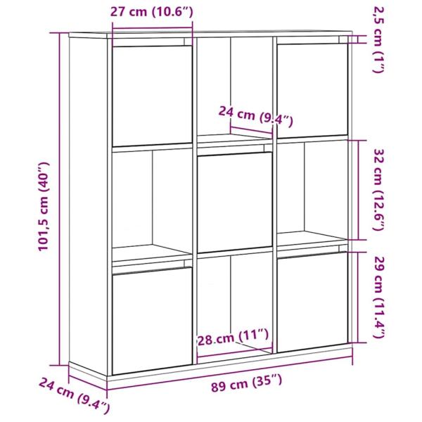 Bücherregal Braun Eichen-Optik 89x24x101,5 cm Holzwerkstoff