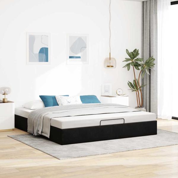 Ottoman-Bett ohne Matratze Schwarz 200x200 cm Samt
