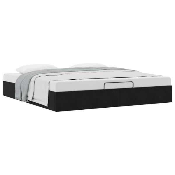 Ottoman-Bett ohne Matratze Schwarz 200x200 cm Samt
