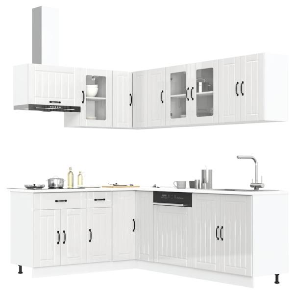 ARDEBO.de - 11-tlg. Küchenschrank-Set Lucca Hochglanz-Weiß Holzwerkstoff