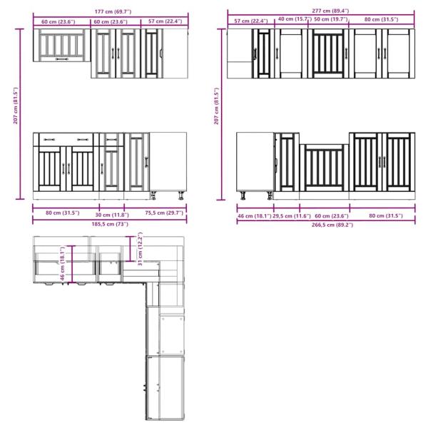 11-tlg. Küchenschrank-Set Lucca Weiß Holzwerkstoff