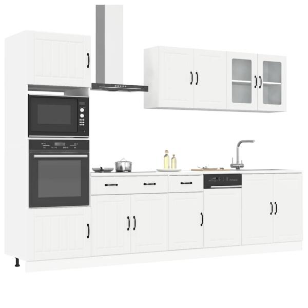 ARDEBO.de - 7-tlg. Küchenschrank-Set Kalmar Weiß Holzwerkstoff