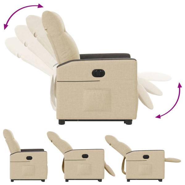 Relaxsessel mit Aufstehhilfe Elektrisch Creme Stoff