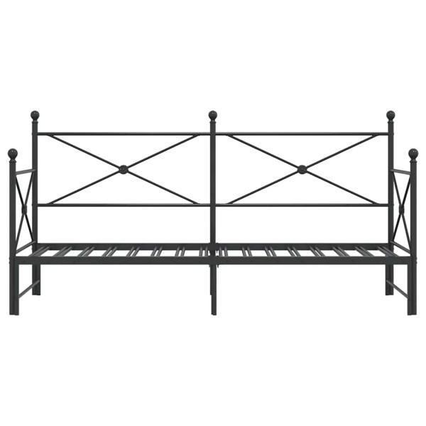 Tagesbett Ausziehbar ohne Matratze Schwarz 90x200 cm Stahl