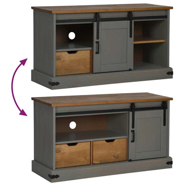 TV-Schrank HALDEN mit Schiebetür Grau 110x40x60 cm Massivholz