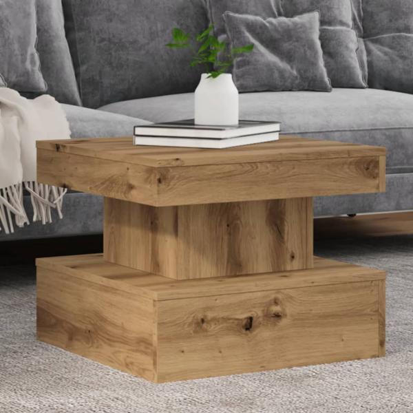 ARDEBO.de - Couchtisch mit LED-Leuchten Artisan-Eiche 50x50x40 cm