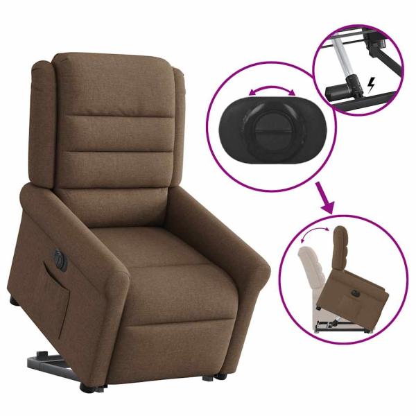 Relaxsessel mit Aufstehhilfe Elektrisch Braun Stoff