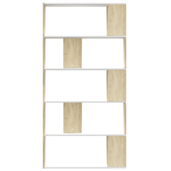 Bücherregal/Raumteiler Weiß Sonoma-Eiche 80x24x159 cm