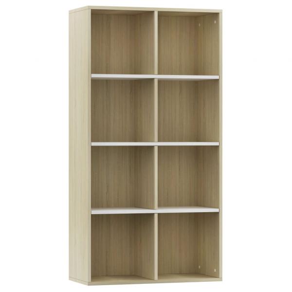Bücherregal/Sideboard Weiß Sonoma-Eiche 66×30×130 cm