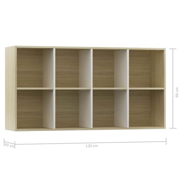 Bücherregal/Sideboard Weiß Sonoma-Eiche 66×30×130 cm