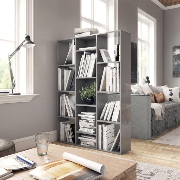 Raumteiler/Bücherregal Hochglanz-Grau 100x24x140 cm