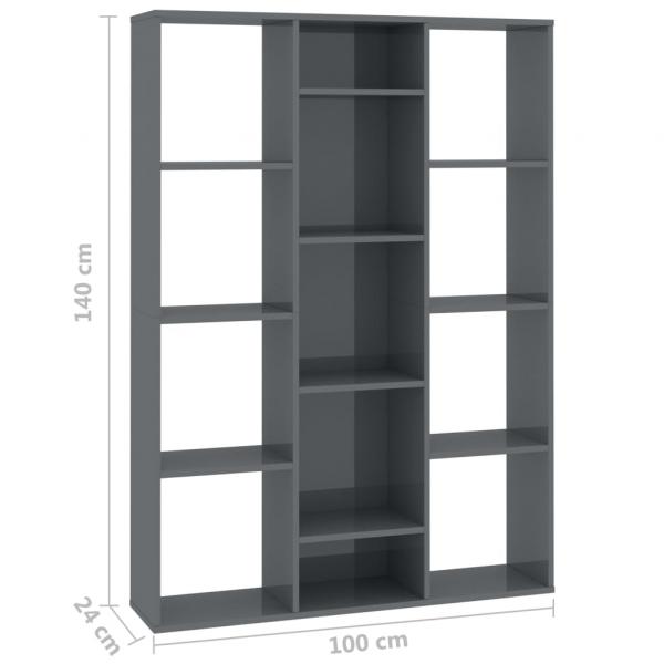Raumteiler/Bücherregal Hochglanz-Grau 100x24x140 cm