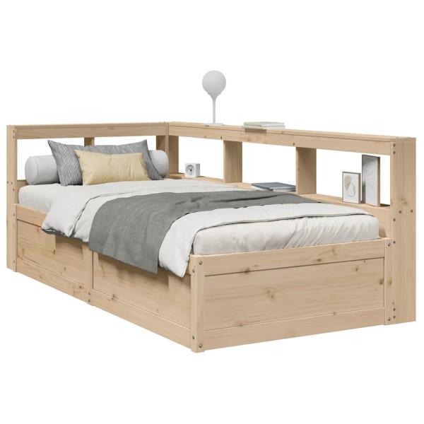 ARDEBO.de - Massivholzbett mit Regal ohne Matratze 90x190 cm Kiefer