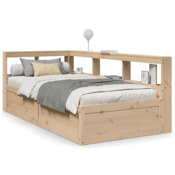 Massivholzbett mit Regal ohne Matratze 90x190 cm Kiefer