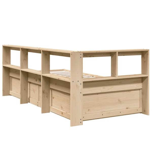 Massivholzbett mit Regal ohne Matratze 90x190 cm Kiefer