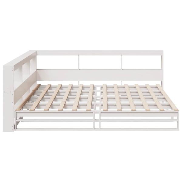 Massivholzbett mit Regal ohne Matratze Weiß 200x200 cm Kiefer