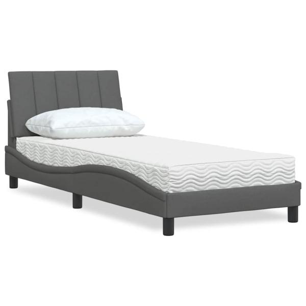 ARDEBO.de - Bett mit Matratze Dunkelgrau 80x200 cm Stoff