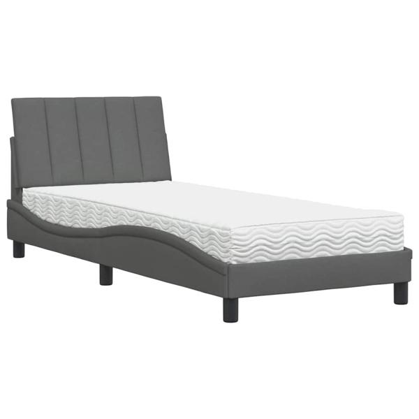 Bett mit Matratze Dunkelgrau 80x200 cm Stoff