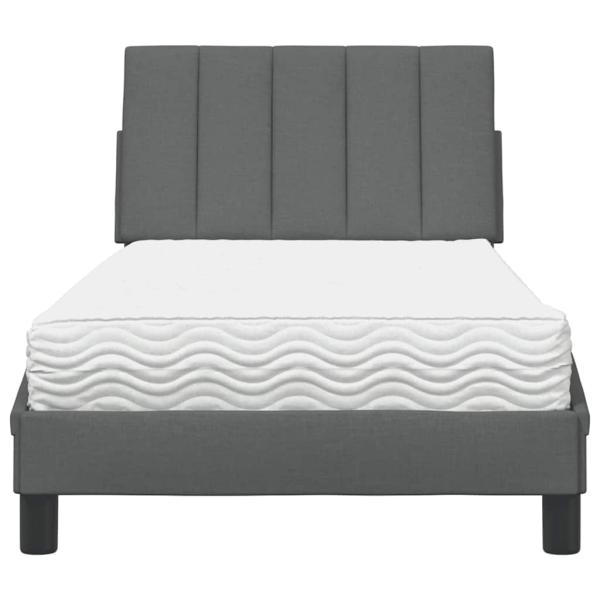 Bett mit Matratze Dunkelgrau 80x200 cm Stoff