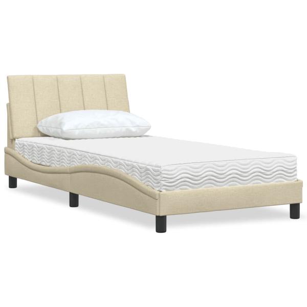ARDEBO.de - Bett mit Matratze Creme 100x200 cm Stoff
