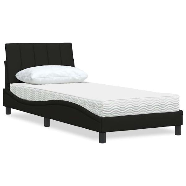 ARDEBO.de - Bett mit Matratze Schwarz 90x200 cm Stoff
