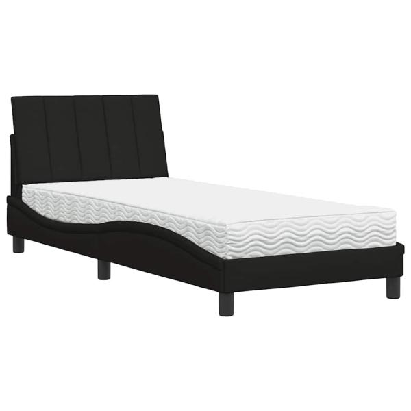 Bett mit Matratze Schwarz 90x200 cm Stoff