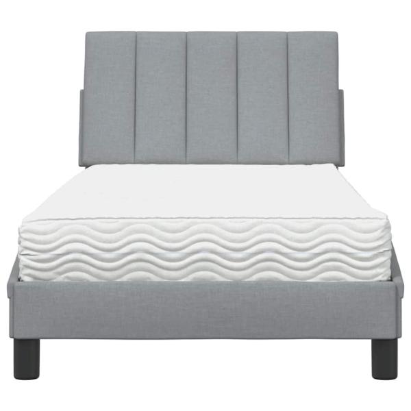 Bett mit Matratze Hellgrau 90x190 cm Stoff