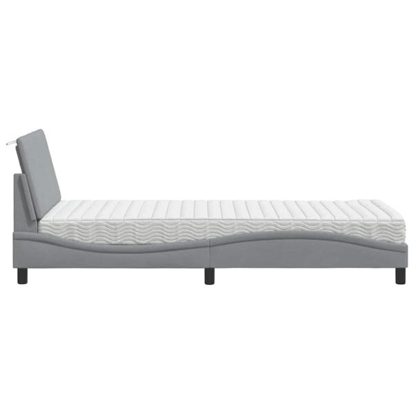 Bett mit Matratze Hellgrau 90x190 cm Stoff