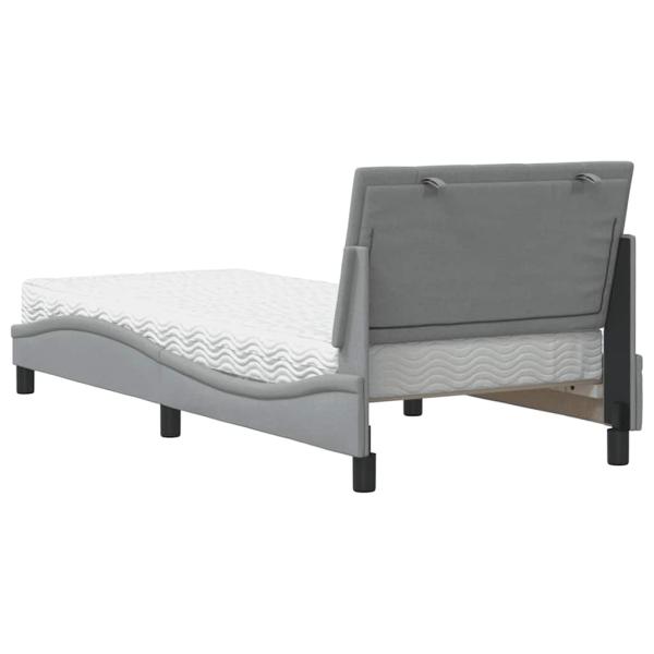 Bett mit Matratze Hellgrau 90x190 cm Stoff