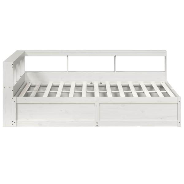 Massivholzbett mit Regal ohne Matratze Weiß 140x200 cm Kiefer