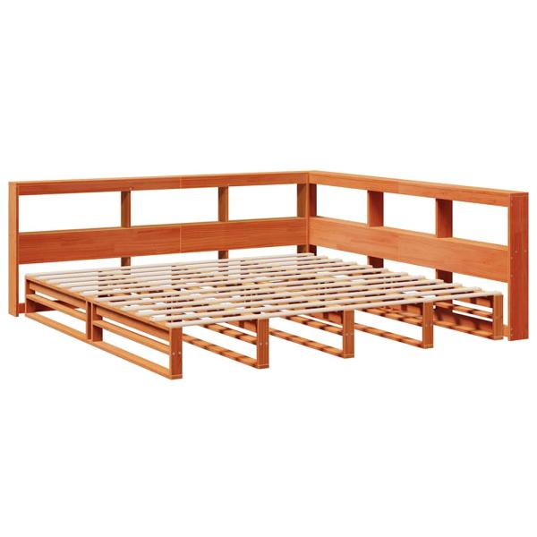 Massivholzbett mit Regal ohne Matratze Wachsbraun 200x200 cm