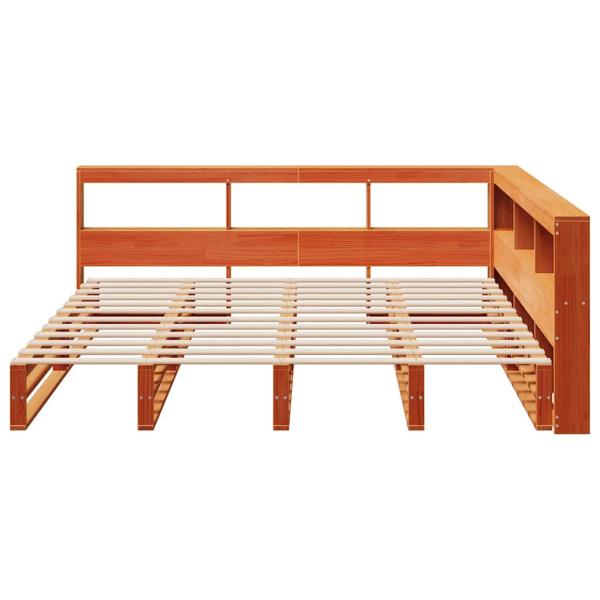 Massivholzbett mit Regal ohne Matratze Wachsbraun 200x200 cm