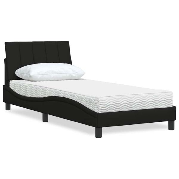 ARDEBO.de - Bett mit Matratze Schwarz 90x190 cm Stoff