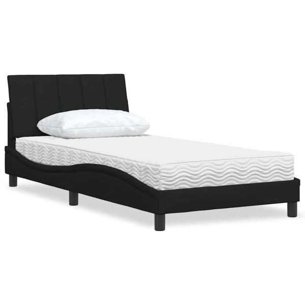 ARDEBO.de - Bett mit Matratze Schwarz 100x200 cm Stoff