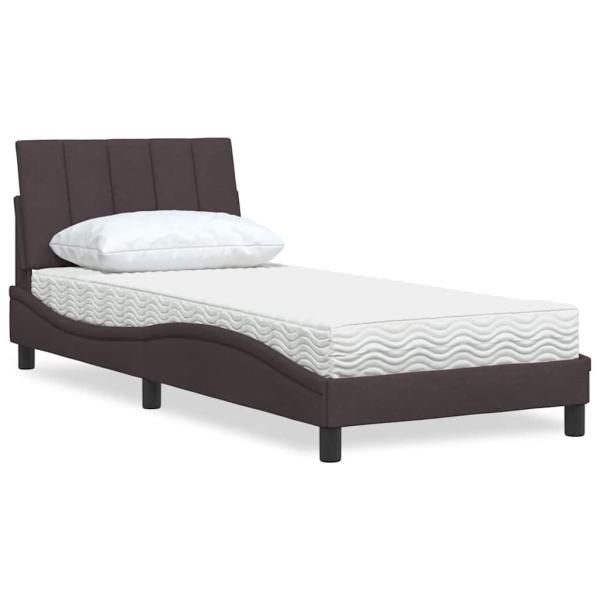 ARDEBO.de - Bett mit Matratze Dunkelbraun 90x200 cm Stoff