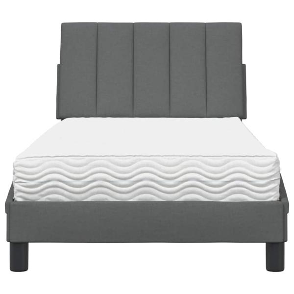 Bett mit Matratze Dunkelgrau 90x200 cm Stoff